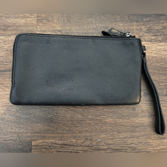 Coach Lacquer Rivets Double Zip Pebble Leather Wallet 54709 Black - Picture 6 of 6